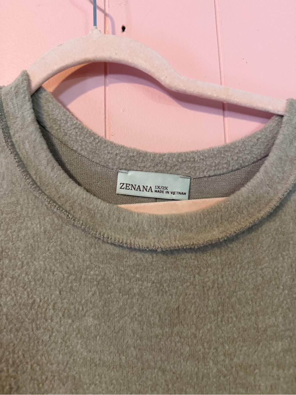 Zenana Outfitters Cozy Crewneck Sweater in Light Taupe